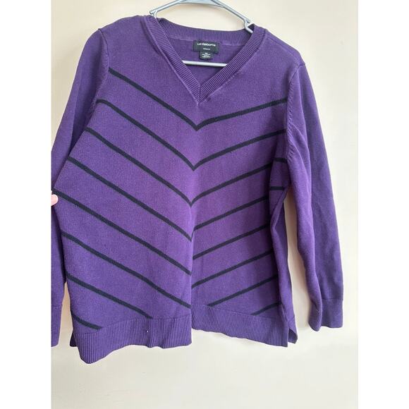 Liz Claiborne Purple V-Neck Chevron Knit Sweater Size 0X - Picture 4 of 10